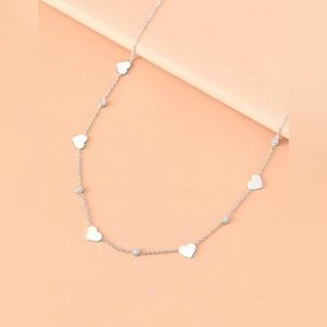Stainless Steel Necklace Vintage Heart Crystal Zirconia Aesthetic Choker
